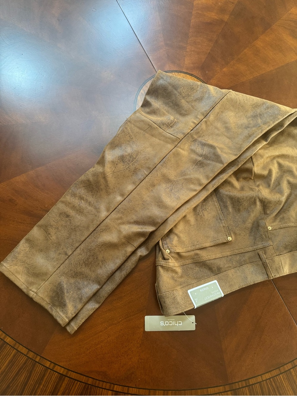 Chico's Tan Brown Suede-Effect Straight Leg Pants